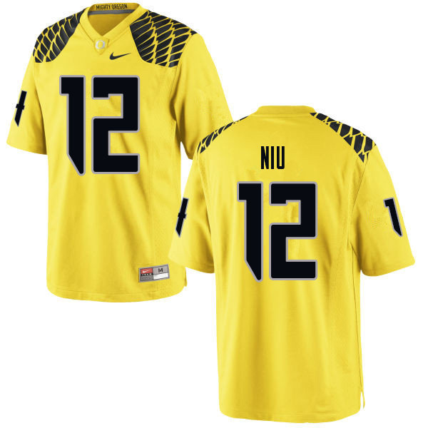 Men #12 Sampson Niu Oregn Ducks College Football Jerseys Sale-Yellow